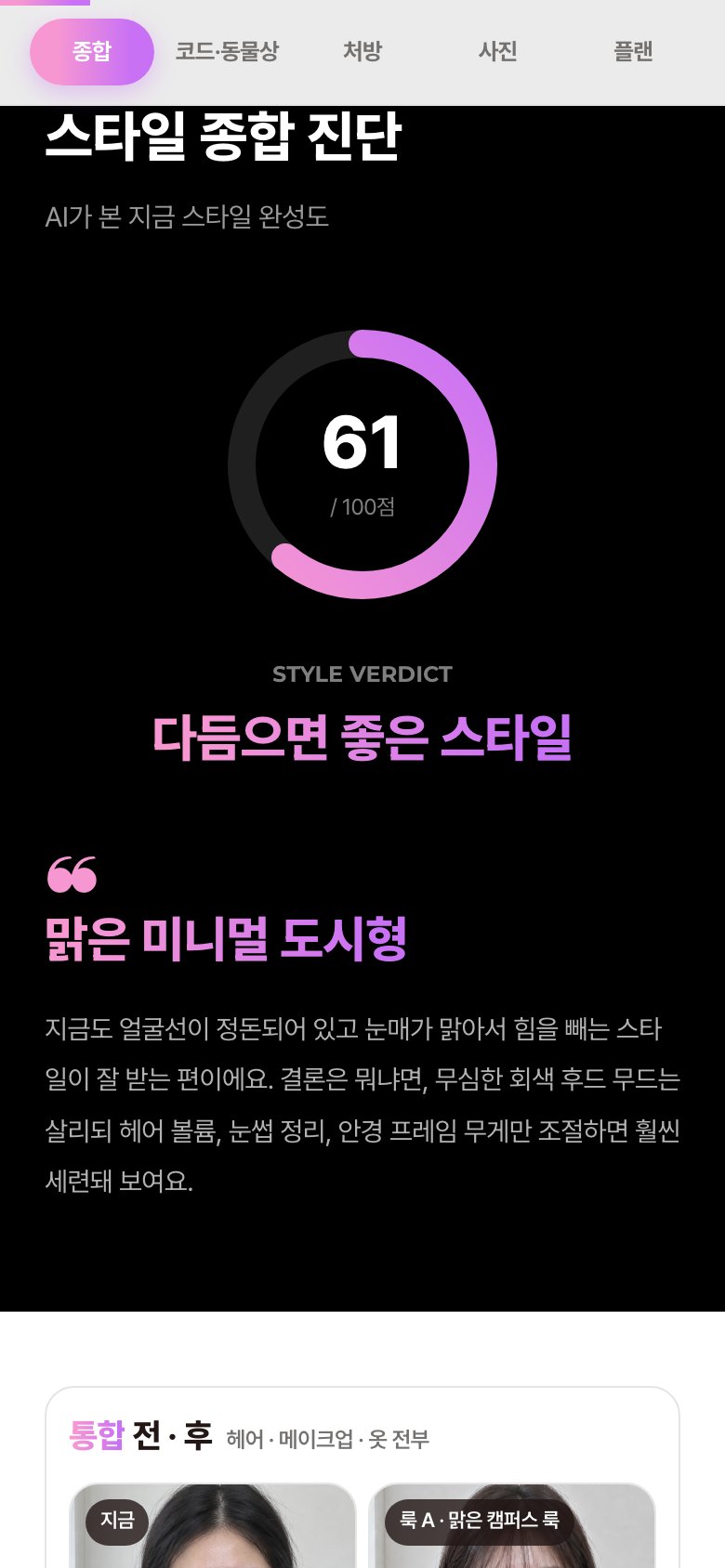 스타일 종합 진단 · 점수
